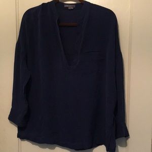 Great Navy Blue Free Flowing  100% Silk Tunic Top